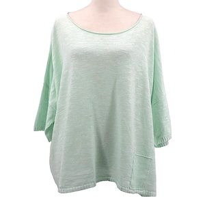 Eileen Fisher Organic Cotton & Linen Relaxed Fit Slub Knit Green Sweater Size XL